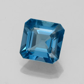 2.62캐럿 천연 런던 블루 토파즈, 에메랄드 컷, 7.8×7.8 mm, VS