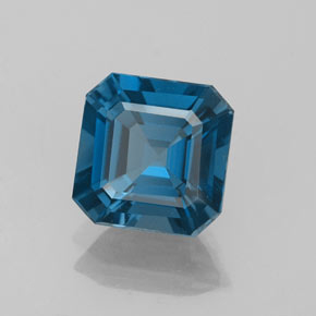 2.41캐럿 천연 런던 블루 토파즈, 에메랄드 컷, 7.7×7.6 mm, VVS