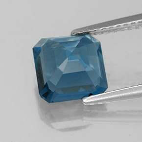 2.68캐럿 천연 런던 블루 토파즈, 에메랄드 컷, 8×7.8 mm, VVS