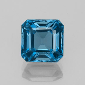 3.17캐럿 천연 런던 블루 토파즈, 에메랄드 컷, 8×7.9 mm, VVS