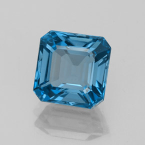 3.17캐럿 천연 런던 블루 토파즈, 에메랄드 컷, 8×7.9 mm, VVS