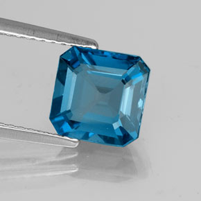 2.67캐럿 천연 런던 블루 토파즈, 에메랄드 컷, 7.9×7.8 mm, VS