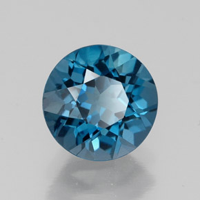 1.70캐럿 천연 런던 블루 토파즈, 라운드 컷, 7.13 mm, VVS