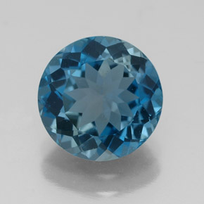 3.15캐럿 천연 런던 블루 토파즈, 라운드 컷, 9.09 mm, VVS