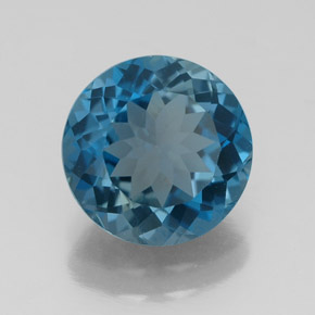 3.15캐럿 천연 런던 블루 토파즈, 라운드 컷, 9.09 mm, VVS