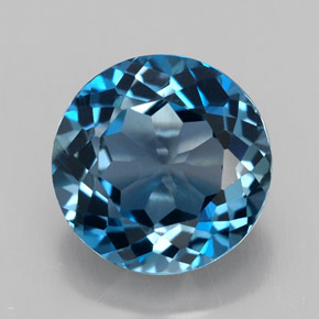 3.38캐럿 천연 런던 블루 토파즈, 라운드 컷, 9.06 mm, VVS-VS