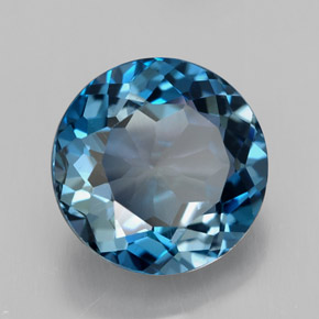 3.38캐럿 천연 런던 블루 토파즈, 라운드 컷, 9.06 mm, VVS-VS