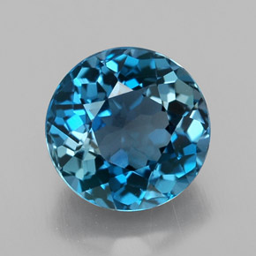 3.26캐럿 천연 런던 블루 토파즈, 라운드 컷, 8.54 mm, VVS