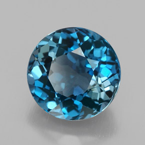 3.26캐럿 천연 런던 블루 토파즈, 라운드 컷, 8.54 mm, VVS