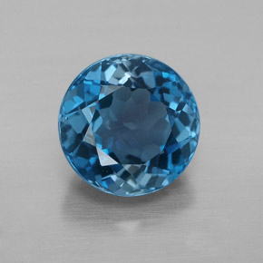 3.49캐럿 천연 런던 블루 토파즈, 라운드 컷, 8.95 mm, VVS