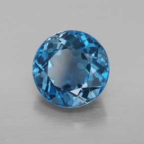 3.49캐럿 천연 런던 블루 토파즈, 라운드 컷, 8.95 mm, VVS