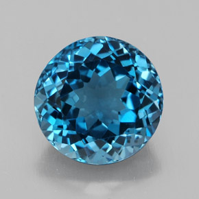 3.32캐럿 천연 런던 블루 토파즈, 라운드 컷, 8.98 mm, VVS