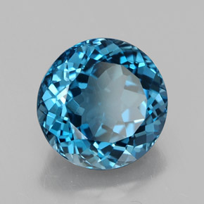 3.32캐럿 천연 런던 블루 토파즈, 라운드 컷, 8.98 mm, VVS