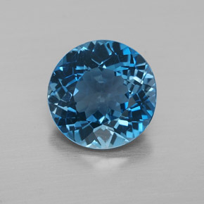 3.20캐럿 천연 런던 블루 토파즈, 라운드 컷, 8.96 mm, VVS-VS