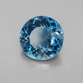 3.20캐럿 천연 런던 블루 토파즈, 라운드 컷, 8.96 mm, VVS-VS