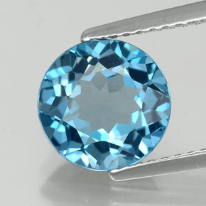 2.58캐럿 천연 런던 블루 토파즈, 라운드 컷, 8.62 mm, VVS