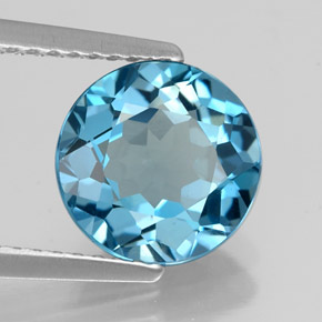 2.58캐럿 천연 런던 블루 토파즈, 라운드 컷, 8.62 mm, VVS