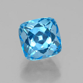 2.67캐럿 천연 스위스 블루 토파즈, 쿠션 컷, 7.2×7.2 mm, VVS