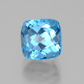 2.67캐럿 천연 스위스 블루 토파즈, 쿠션 컷, 7.2×7.2 mm, VVS