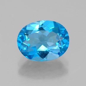 2.26캐럿 천연 스위스 블루 토파즈, 타원형 컷, 9.1×7.1 mm, VS