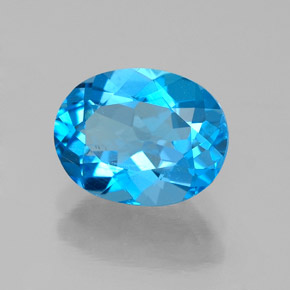 2.26캐럿 천연 스위스 블루 토파즈, 타원형 컷, 9.1×7.1 mm, VS