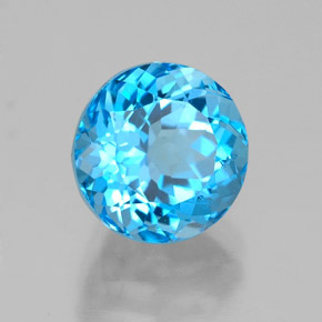 2.92캐럿 천연 스위스 블루 토파즈, 라운드 컷, 8.14 mm, VS