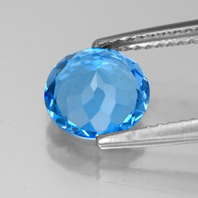 2.16캐럿 천연 스위스 블루 토파즈, 라운드 컷, 8.12 mm, VVS-VS