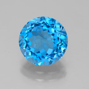 2.54캐럿 천연 스위스 블루 토파즈, 라운드 컷, 8.25 mm, VS