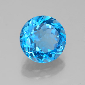 2.54캐럿 천연 스위스 블루 토파즈, 라운드 컷, 8.25 mm, VS