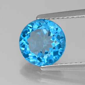 2.22캐럿 천연 스위스 블루 토파즈, 라운드 컷, 8.08 mm, VVS-VS