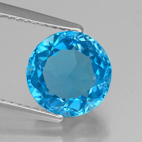 2.90캐럿 천연 스위스 블루 토파즈, 라운드 컷, 8.70 mm, VVS