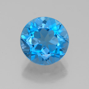 2.28캐럿 천연 스위스 블루 토파즈, 라운드 컷, 8.06 mm, VVS