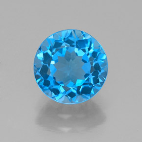 2.14캐럿 천연 스위스 블루 토파즈, 라운드 컷, 7.78 mm, VVS