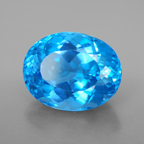 8.09캐럿 천연 스위스 블루 토파즈, 타원형 컷, 13.3×10.5 mm, VVS