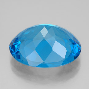12.69캐럿 천연 스위스 블루 토파즈, 타원형 컷, 16.7×13.5 mm, VVS