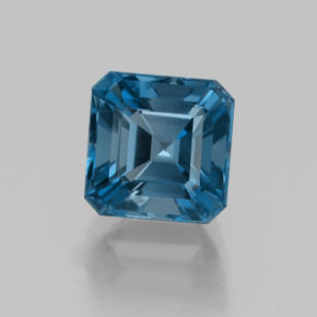 2.61캐럿 천연 런던 블루 토파즈, 에메랄드 컷, 7.2×7.2 mm, VVS