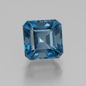 2.61캐럿 천연 런던 블루 토파즈, 에메랄드 컷, 7.2×7.2 mm, VVS
