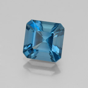1.89캐럿 천연 런던 블루 토파즈, 에메랄드 컷, 7.1×7.1 mm, VS