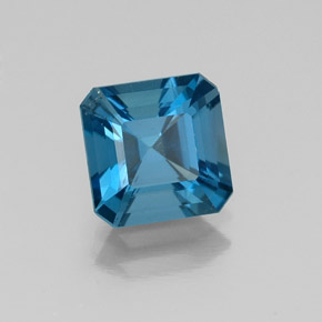 1.89캐럿 천연 런던 블루 토파즈, 에메랄드 컷, 7.1×7.1 mm, VS
