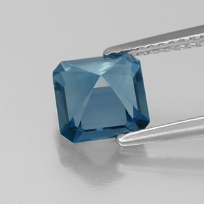 1.89캐럿 천연 런던 블루 토파즈, 에메랄드 컷, 7.1×7.1 mm, VS