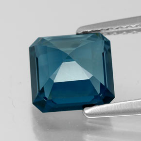2.12캐럿 천연 런던 블루 토파즈, 에메랄드 컷, 7.2×7.2 mm, VVS
