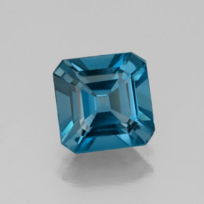 1.75캐럿 천연 런던 블루 토파즈, 에메랄드 컷, 7×7 mm, VS