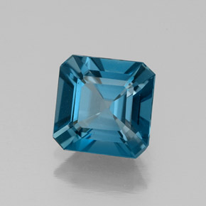 1.75캐럿 천연 런던 블루 토파즈, 에메랄드 컷, 7×7 mm, VS