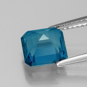 2.16캐럿 천연 런던 블루 토파즈, 에메랄드 컷, 7.3×7.2 mm, VS