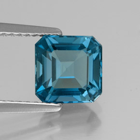 2.19캐럿 천연 런던 블루 토파즈, 에메랄드 컷, 7.2×7.1 mm, VS