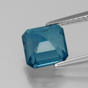 2.19캐럿 천연 런던 블루 토파즈, 에메랄드 컷, 7.2×7.1 mm, VS