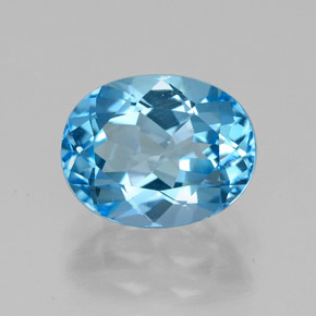 2.50캐럿 천연 스위스 블루 토파즈, 타원형 컷, 9.1×7.1 mm, VVS-VS
