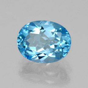 2.50캐럿 천연 스위스 블루 토파즈, 타원형 컷, 9.1×7.1 mm, VVS-VS