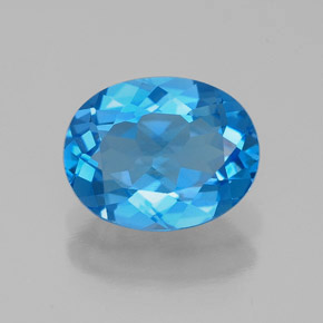 2.16캐럿 천연 스위스 블루 토파즈, 타원형 컷, 9.1×7.1 mm, VVS