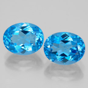 캐럿 천연 스위스 블루 토파즈 보석, 타원형 컷, 9.1×7.1 mm, VVS-VS